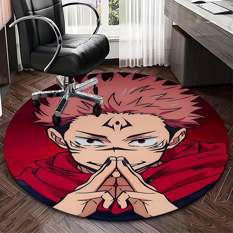 1pc Jujutsu Kaisen Satoru Gojo Anime Design Round Carpet - Office Chair Mat, Non-Slip Rug for Home Decor