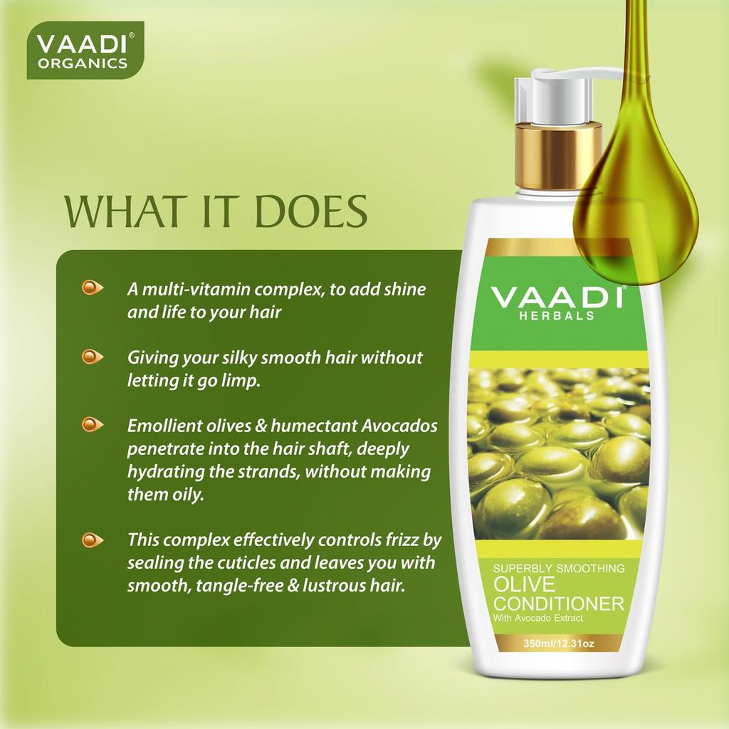Vaadi Herbals Olive Conditioner with Avocado Extract for Smooth Shiny Hair 350 Ml