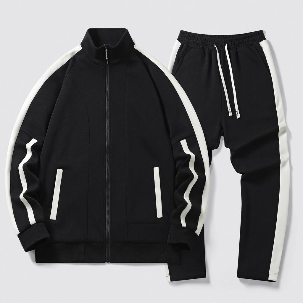 Sports Suit Men's Jacket Paired with A Casual Stand Up Collar Sweatshirt Straight Leg Pants Two-piece Set
