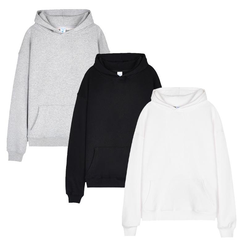 American Solid Color Velvet Hooded Sweatshirt for Men's Thick Loose Hooded Hoodie