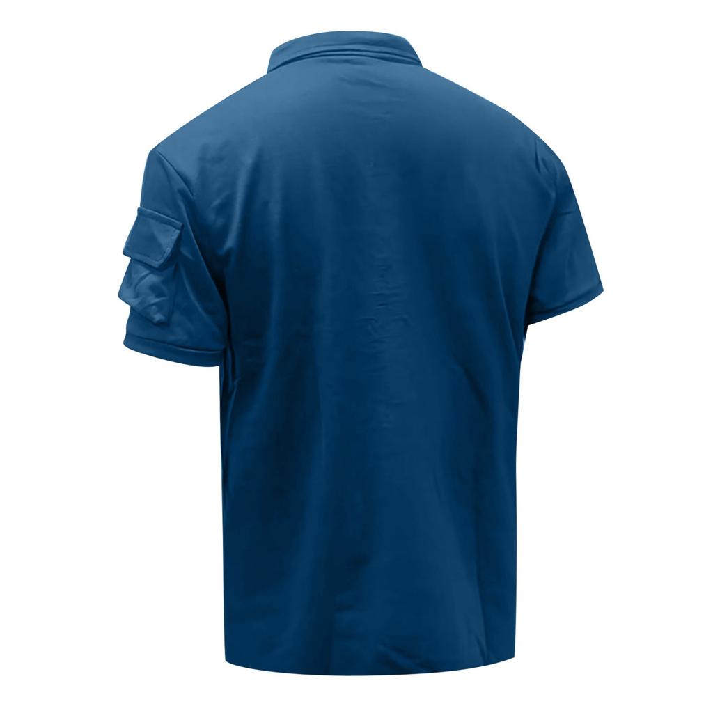 Men's Summer Outdoor Sports Fashion Breathable Button Shirt Men's Sports Casual Pocket T-shirt