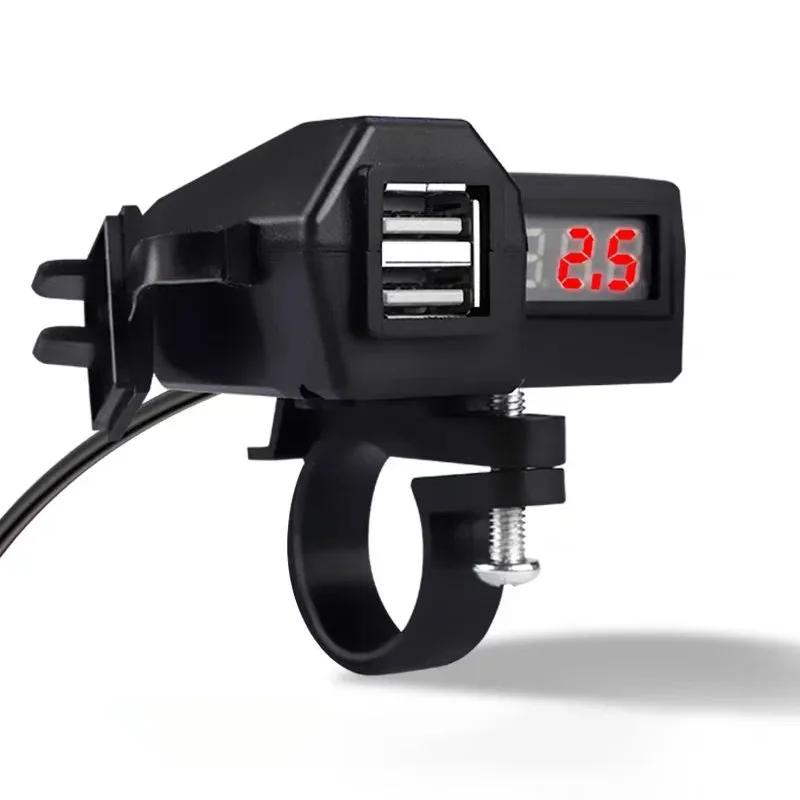 

Motorcycle Charger Dual USB Socket with Cigarette Lighter 3.1 A Quick Charge 3.0 ON/OFF Switch 10-24V Digital Voltage Meter