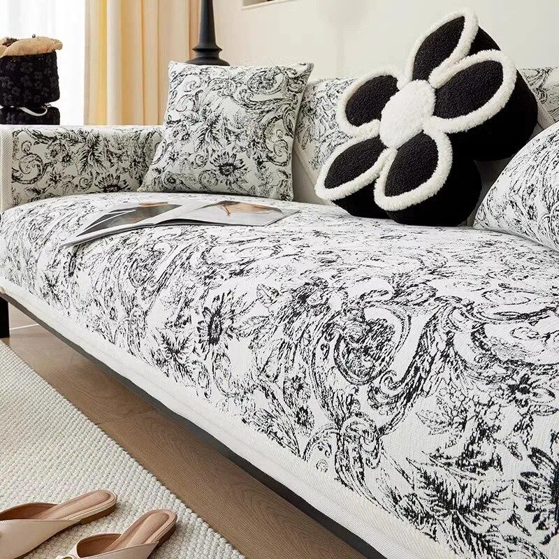 Vier Jahreszeiten Universal Rutschfest Neu Französischer Stil Retro Sofabezug Stoff Kissen Leichter Luxus Chenille Sofakissen