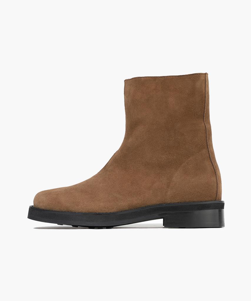 Firenze Atelier [Vibram] Minimal Line Suede Hidden Zipper Zip-Up Boots 9800-Qs [Mid Brown]