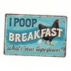 Metal Wall Art Vintage Chicken Poop Breakfast Sign Humor for Kitchen Yard
