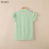 ZANZEA Women Casual V-Neck Ruffles Short Sleeve Elegant Blouse