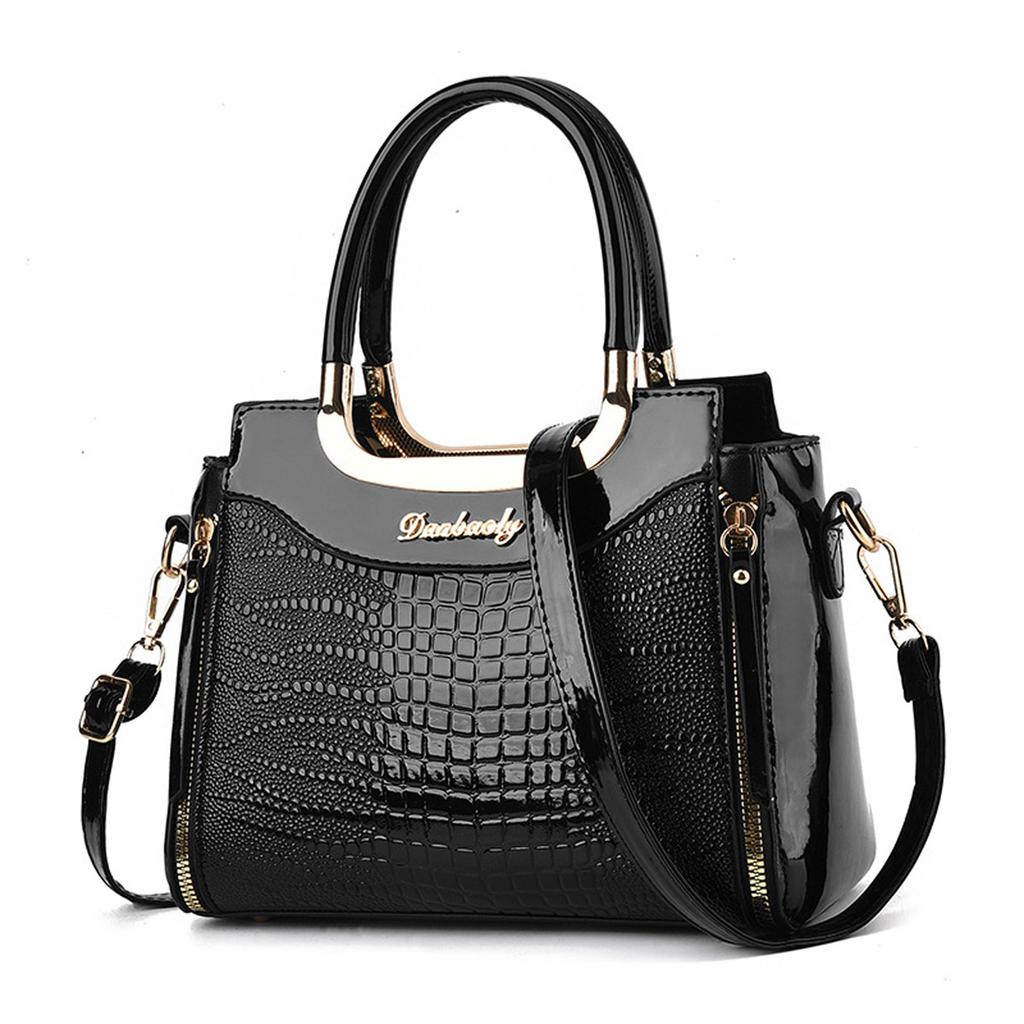 Women's Bag Platinum Shiny Leather Crocodile Pattern Bag with A Female Texture
