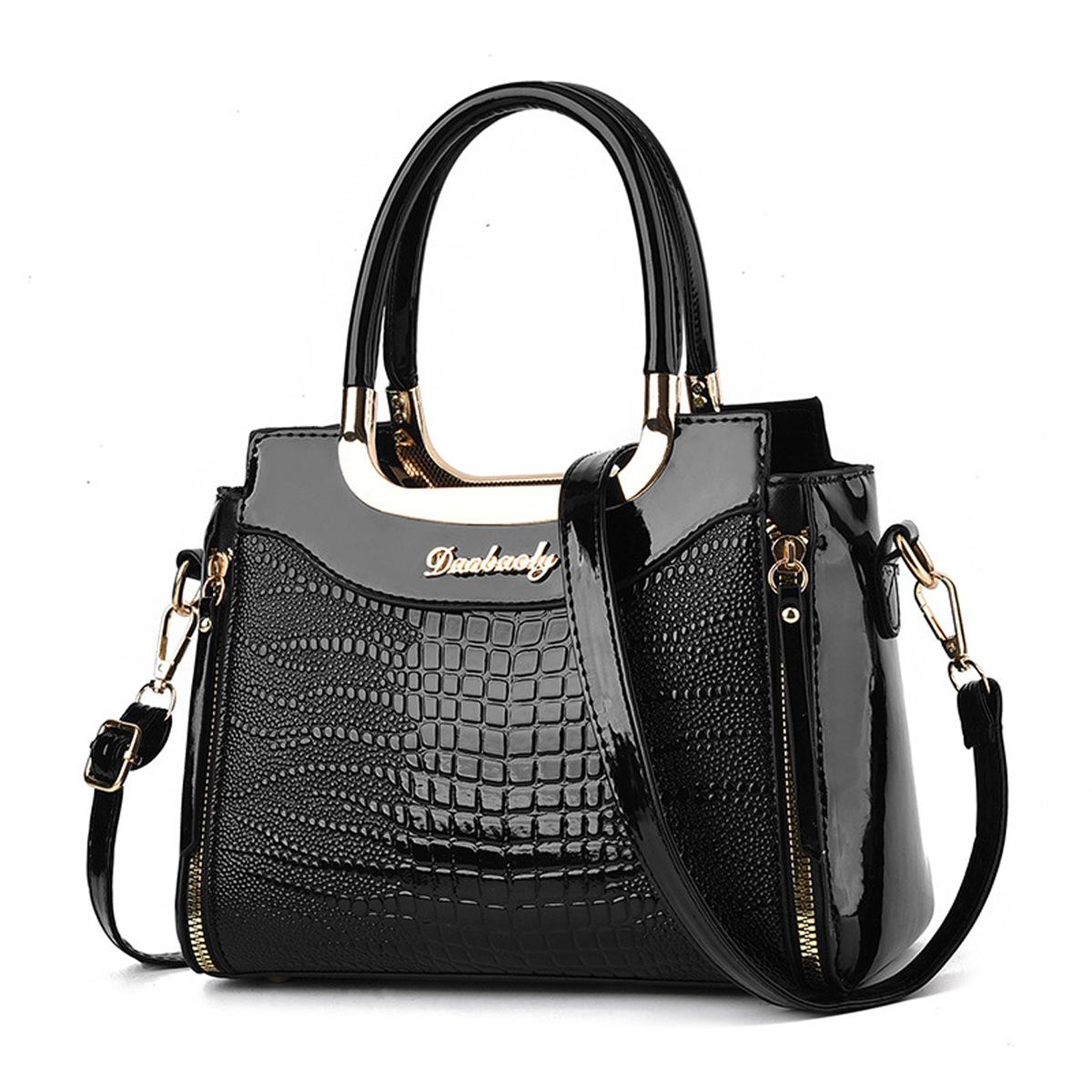 Women s Bag Platinum Shiny Leather Crocodile Pattern Bag with A Female Texture 25*12*19
