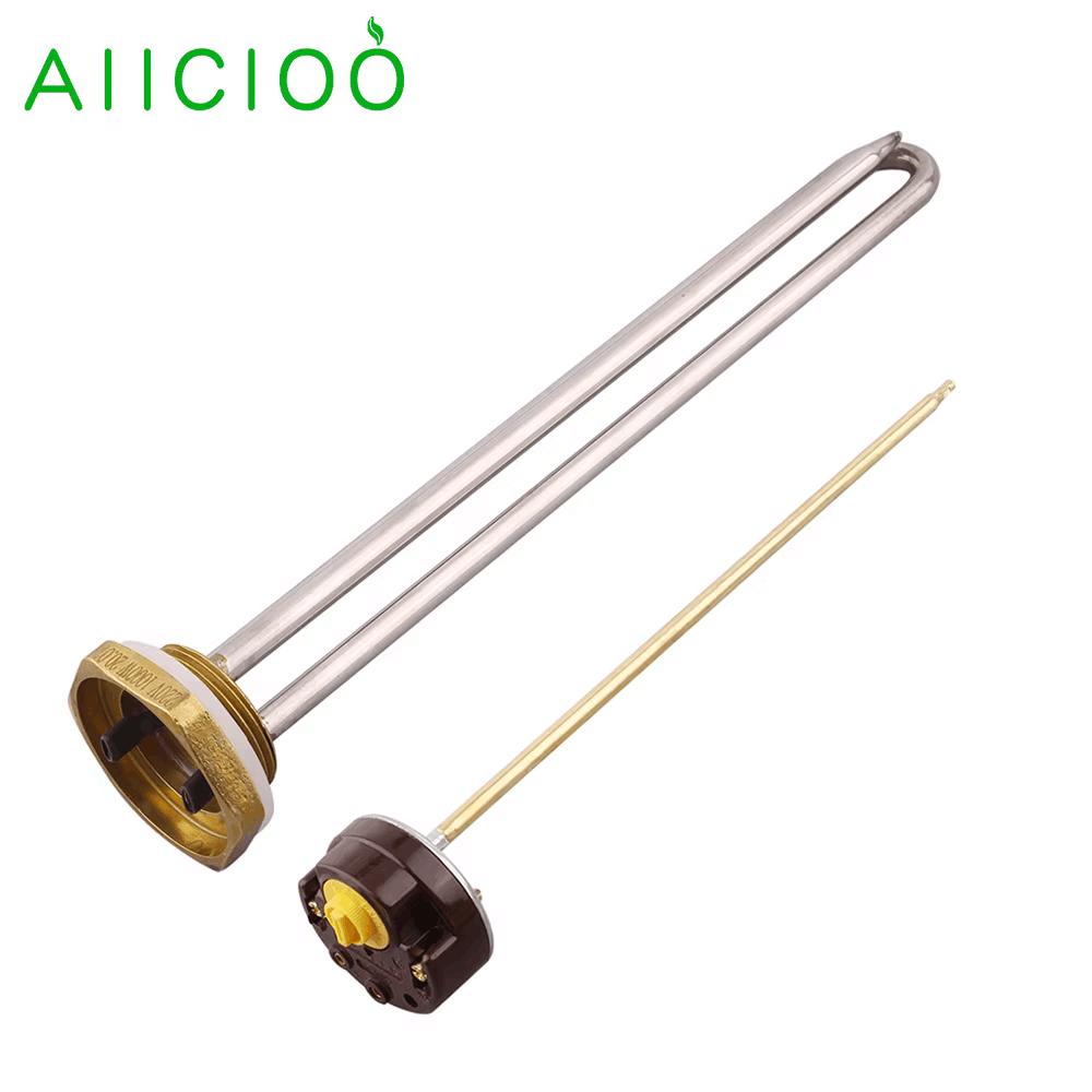 Water Heater Element with Thermostat for Solar 48/96v 1 1/4 Brass Flange Immersion Heater with Temperature Control 250/450/1kw 48V 1KW
