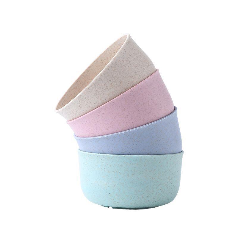 Solid Color Wheat Straw Bowl Fruit Vegetable Dessert Rice Bowl Lightweight Food Bowls Household Kitchen Dining Tableware