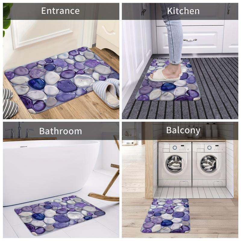 VIKAMA 2D Purple Pebble Carpet, A Soft And Comfortable Entrance Carpet, A Non-Slip Bathroom Mat, Home Decoration