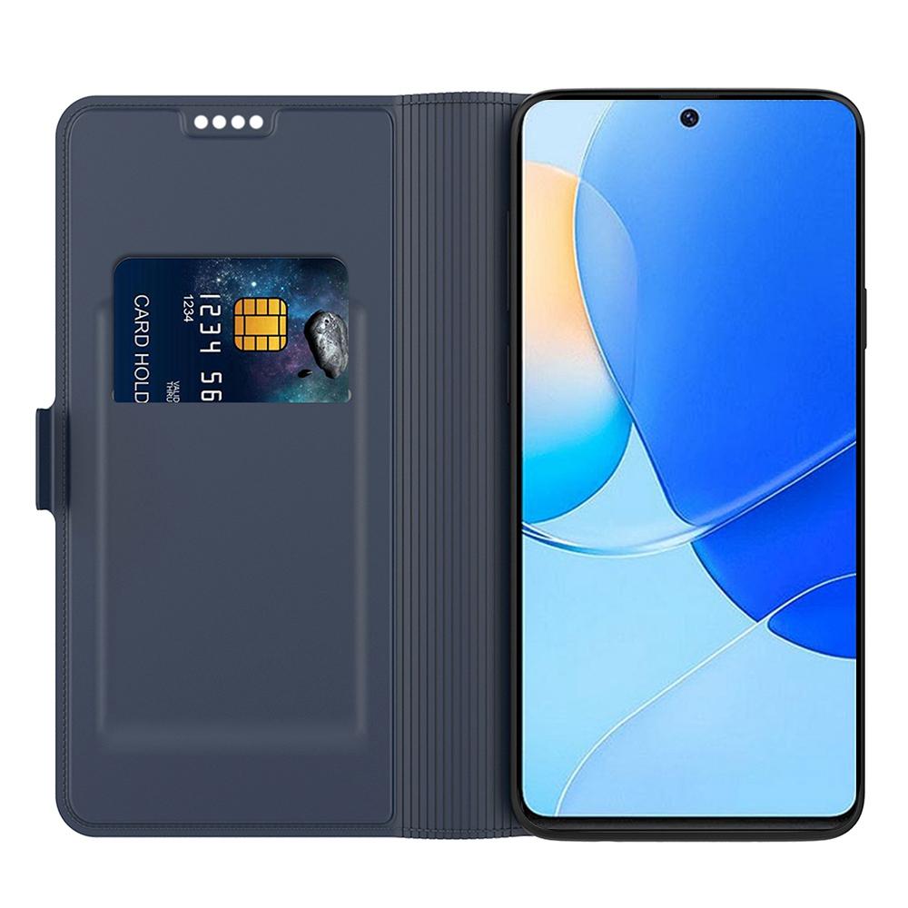 

For Huawei nova 9 SE Card Holder Design PU Leather Phone Case Drop-proof Magnetic Protector with Stand Blue