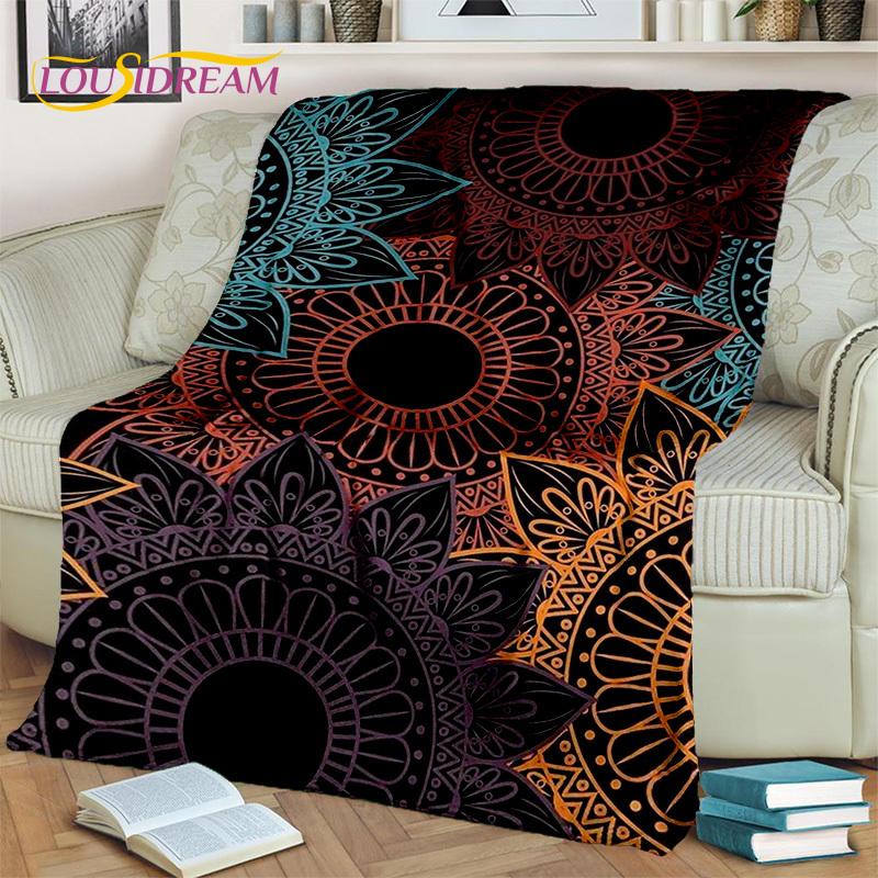 3D Mandala Bohemia Geometric Flower Blanket,Soft Throw Blanket for Home Bedroom Bed Sofa Picnic Office Hiking Leisure Nap Cover