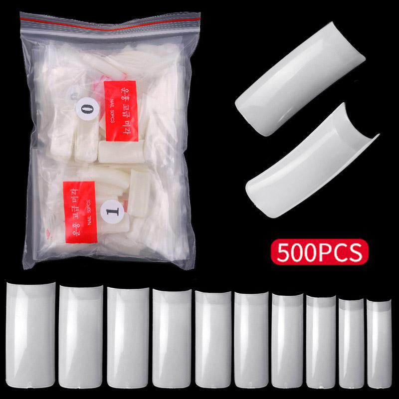 500 pcs/bag French Full Cover False Nail Tips Without Trace Acrylic Artificial Fake Nails Art Manicure Tools