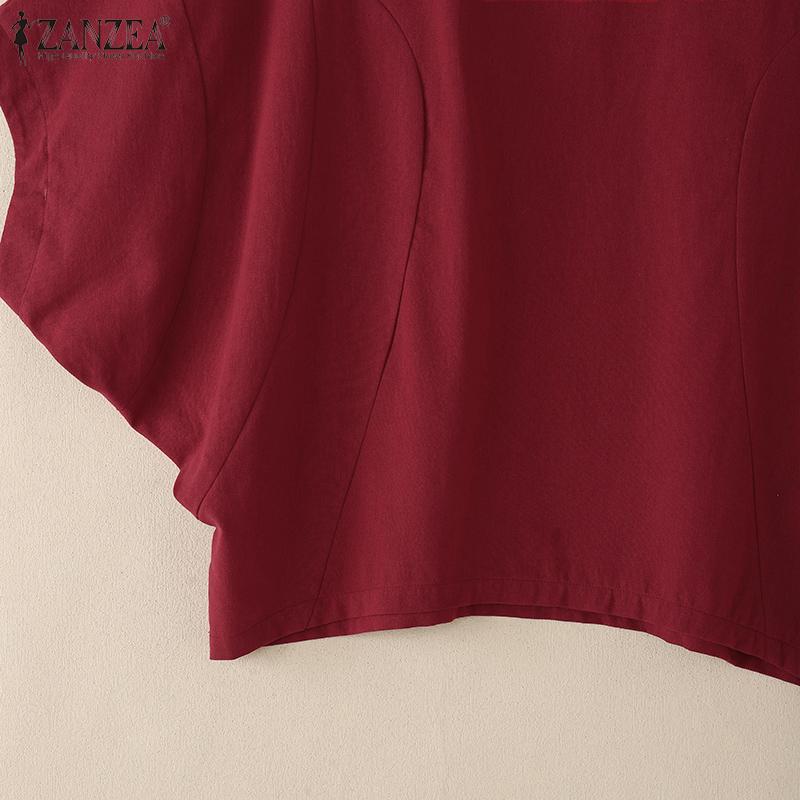 ZANZEA Women Summer Casual O-neck Batwing Sleeve Cotton Tee Tops