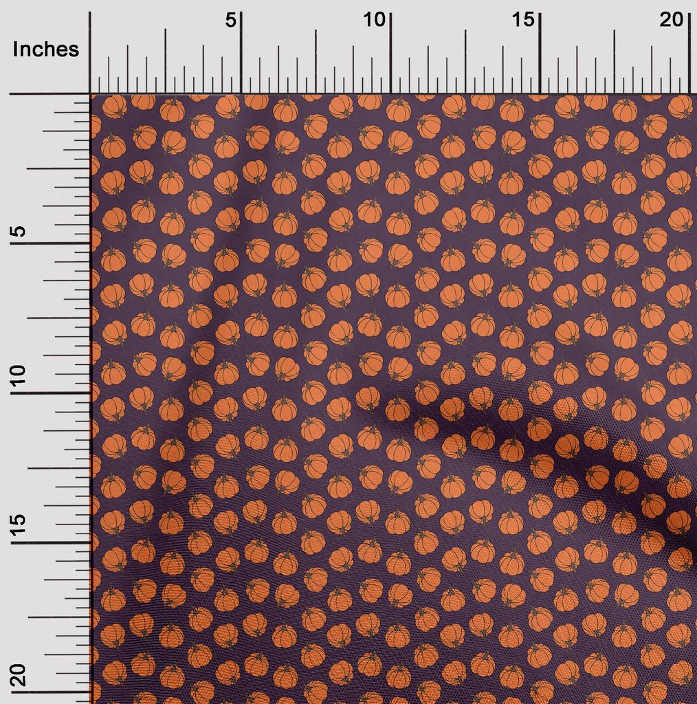 oneOone Cotton Flex Black Fabric Pumpkin Dress Material Fabric Print Fabric By The Yard 40 Inch