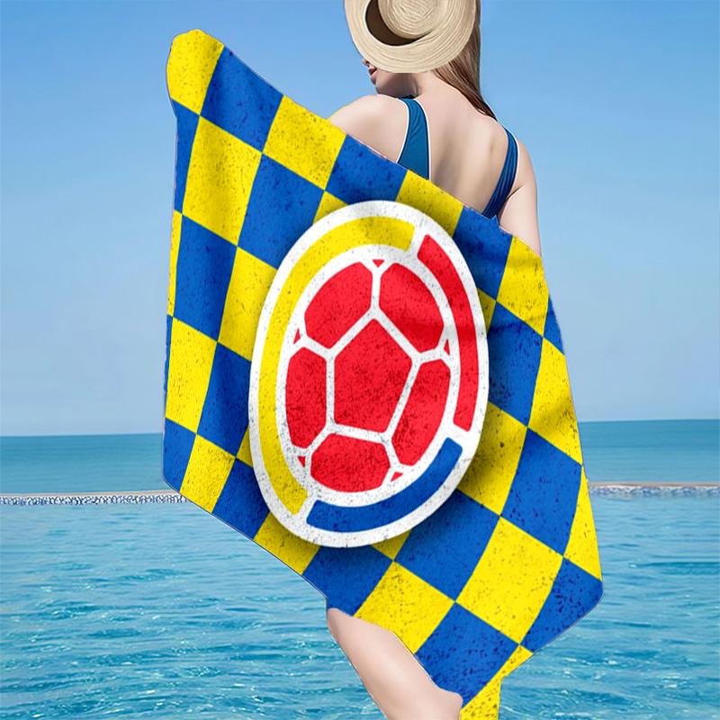 Asciugamano da Spiaggia in Microfibra della Federazione Calcistica Colombiana, Leggero e Asciugatura Rapida, per Viaggi Estivi, Essenziale da Spiaggia, Piscina