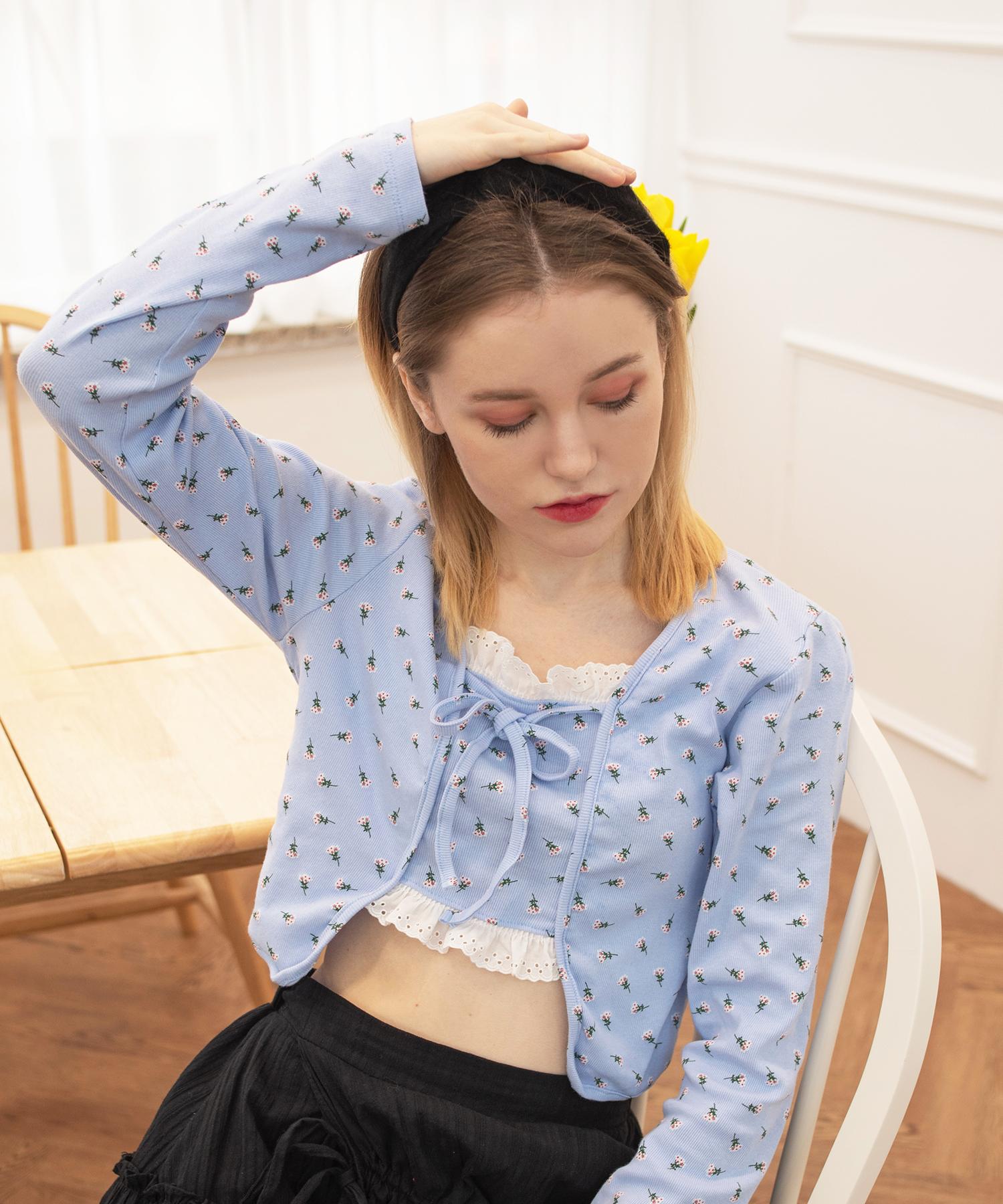 Kathrin Lace Cardigan T-Shirt Blue Blue
