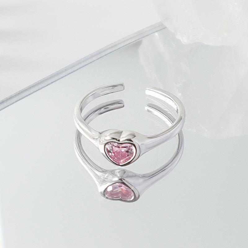 Color Treasure Diamond Opening Ring Niche Design Light Luxury High Sense Personality Fashion Super Fairy Zircon Row Diamond Ring Woman