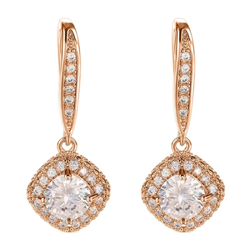 

Square Zirconia Earrings Geometric Earrings Elegant Dangle Earrings Comfortable Earrings Suitable for Various Styles розового золота