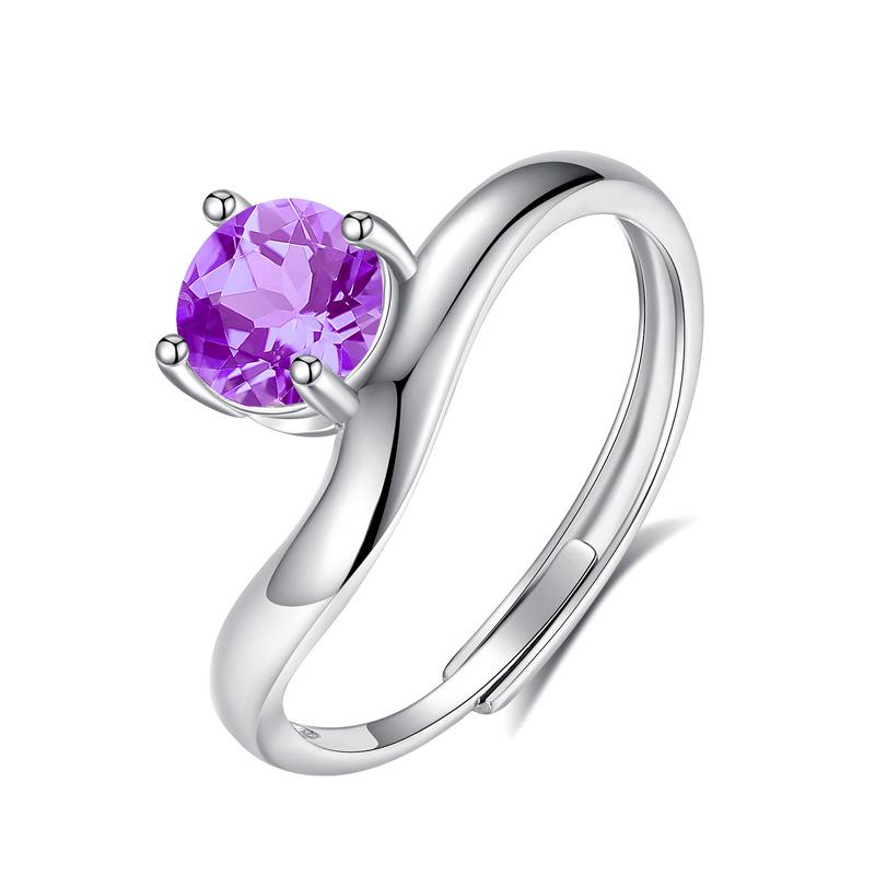 S925 Silver Ring for Women, Natural Crystal/Topaz/Garnet/Olivine Adjustable Jewelry Gift