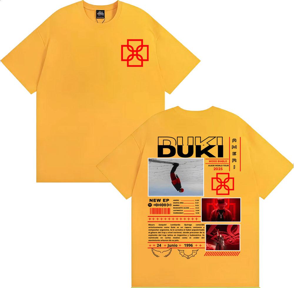Rapper Duki Aleri World Tour 2025 Cover T Shirts Men's Clothing Harajuku Vintage T-shirt Casual O-Neck High Quality T Shirt Tops
