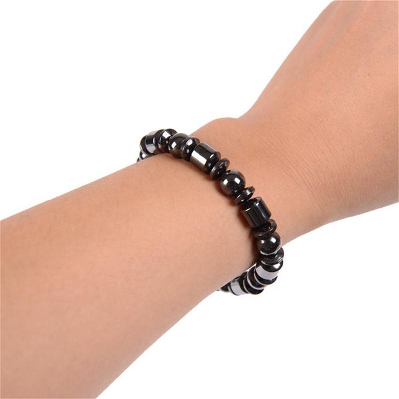 Elegant Beaded Elastic Magnetic Bracelet - Black Therapy Magnet Jewelry for Women