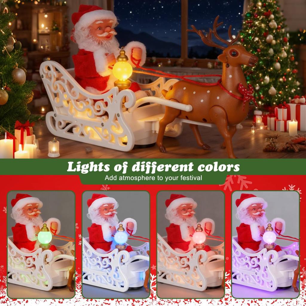 KESYOO Christmas Decorations, Santa Claus and Reindeer Figurine, Plush Toy, Moving Toy, Home Ornament, Gift, Present, Desktop, Craft
