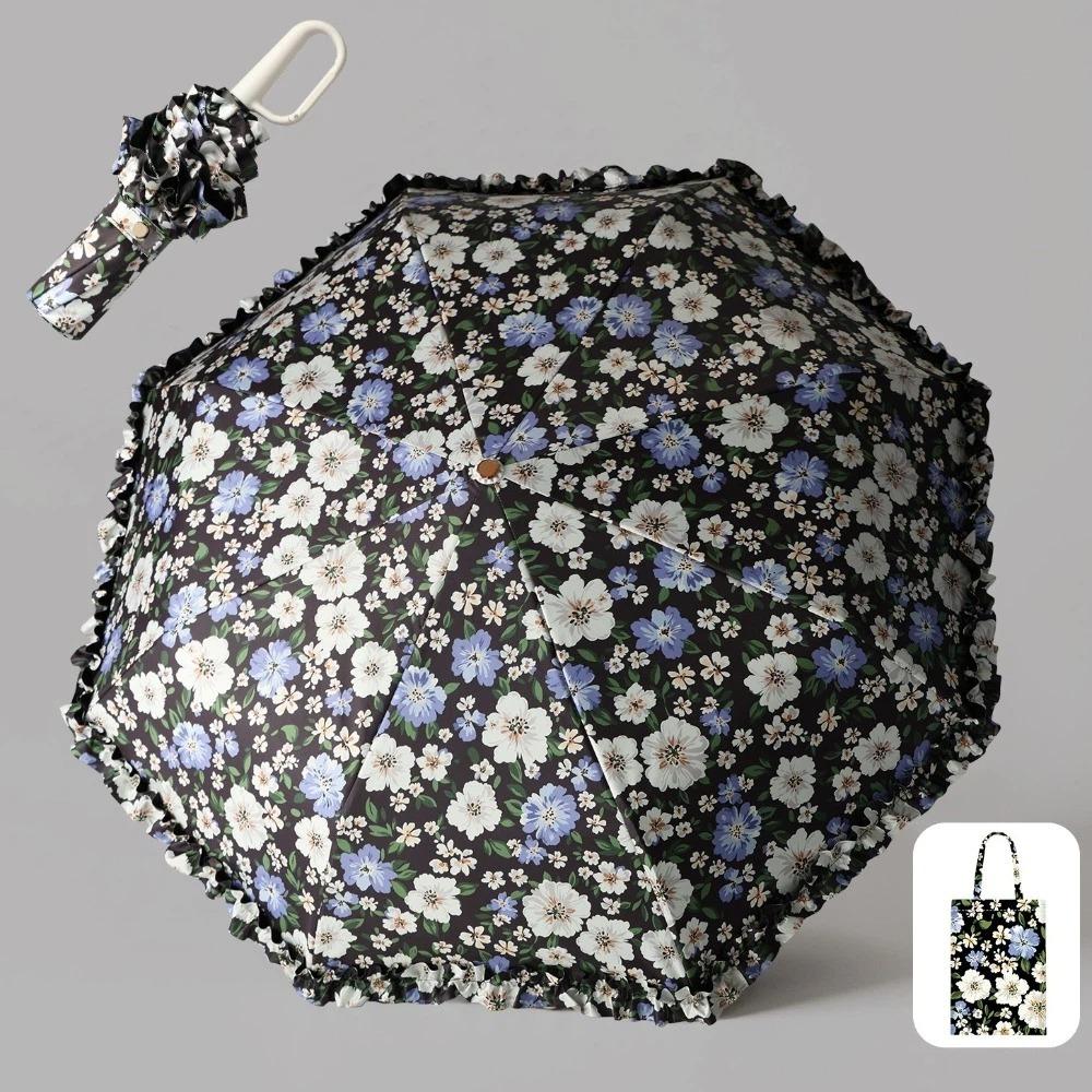 Loop Buckle Handle Manual Folding Umbrella Ultra-light UV Protection Umbrella Parasol  Rainy Day