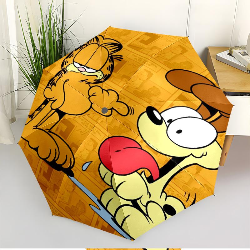 Garfield Print Automatic Open Close Umbrella, Portable Foldable Umbrella, for Outdoor Commute Camping Trip, Ideal Birthday Gift
