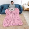 Knitted Chunky Plush Sofa BLANKET Warm Soft Super Big Bulky (Pink 100 * 120cm / 39.4 * 47.2in)