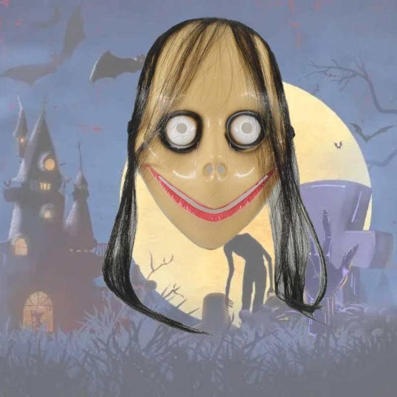 Frightening Long Hair Momo Mask Plastic Spooky Halloween Party Costume Prop