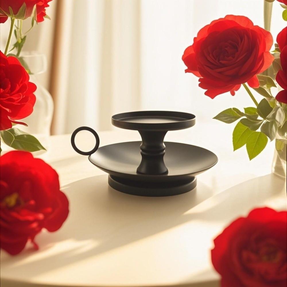 Vintage Metal Candlestick Holder With Handle Anti-slip Candle Holder Desktop Candlestick Adornment