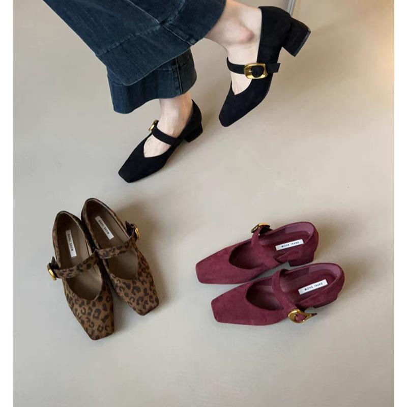 Frühling und Herbst Neue Modische Bequeme Elegante Lässige Leopardenmuster Abriebfeste Einzelne Schuhe Damen Mary Jane Schuhe
