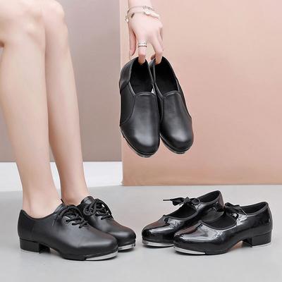 Modische Stelle Steppschuhe für Mädchen Jungen Schnürschuhe PU-Leder Jazzschuhe für Damen