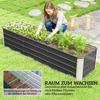 Raised Steel Garden Bed, Planter, Flower Box, Flower Pot with Gloves, Gray, 183 x 47 x 40 cm