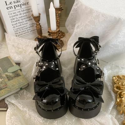 Platform Lolita Schoenen Dames Lakleer Mary Janes Vrouw Metalen Decoratie Dikke Hakken Pumps Uniform Feest JK Schoen Wedge Laars