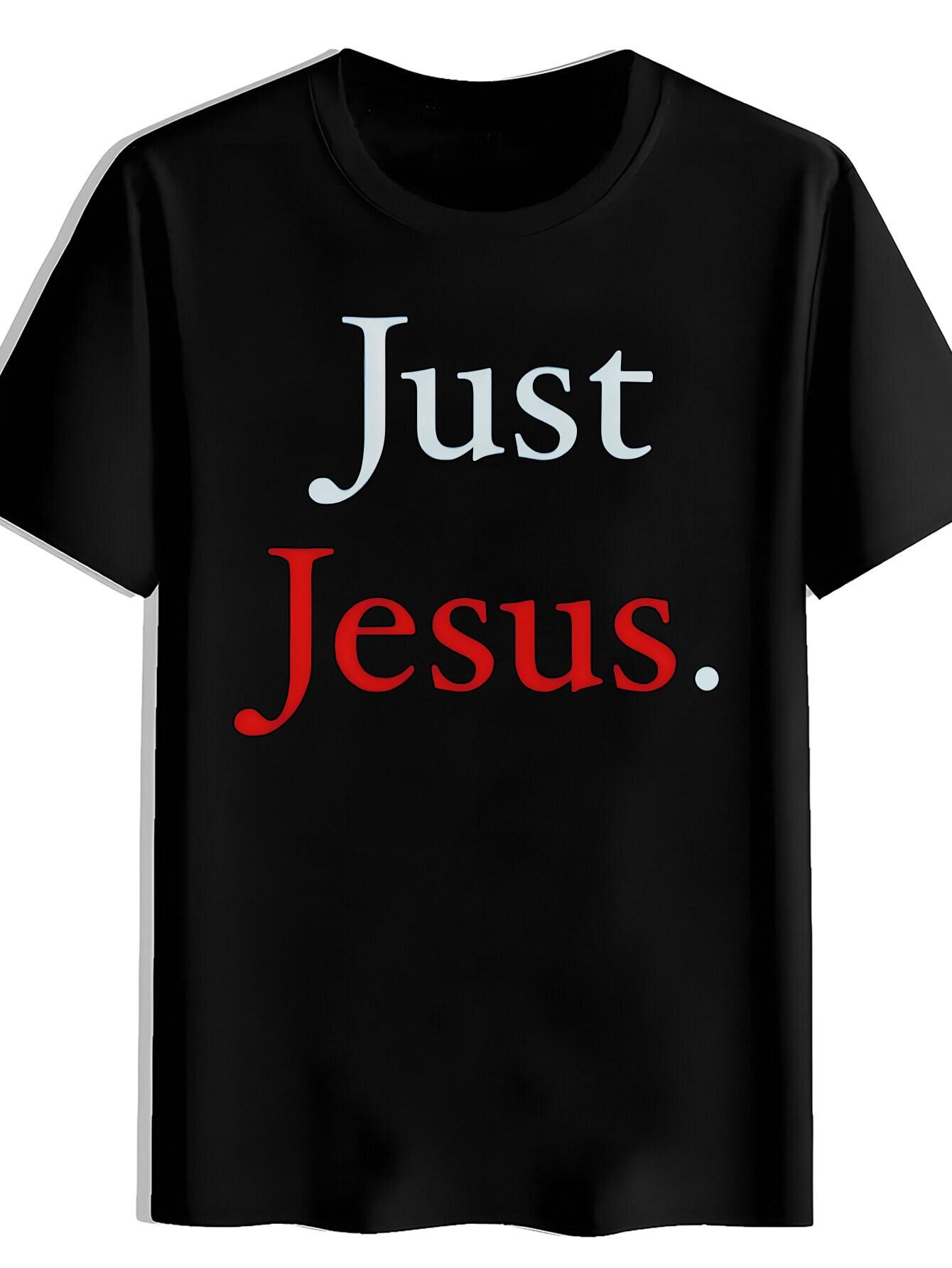 Christian Graphic T-shirt - Bold Just Jesus Tee in Teal & Red XXXL