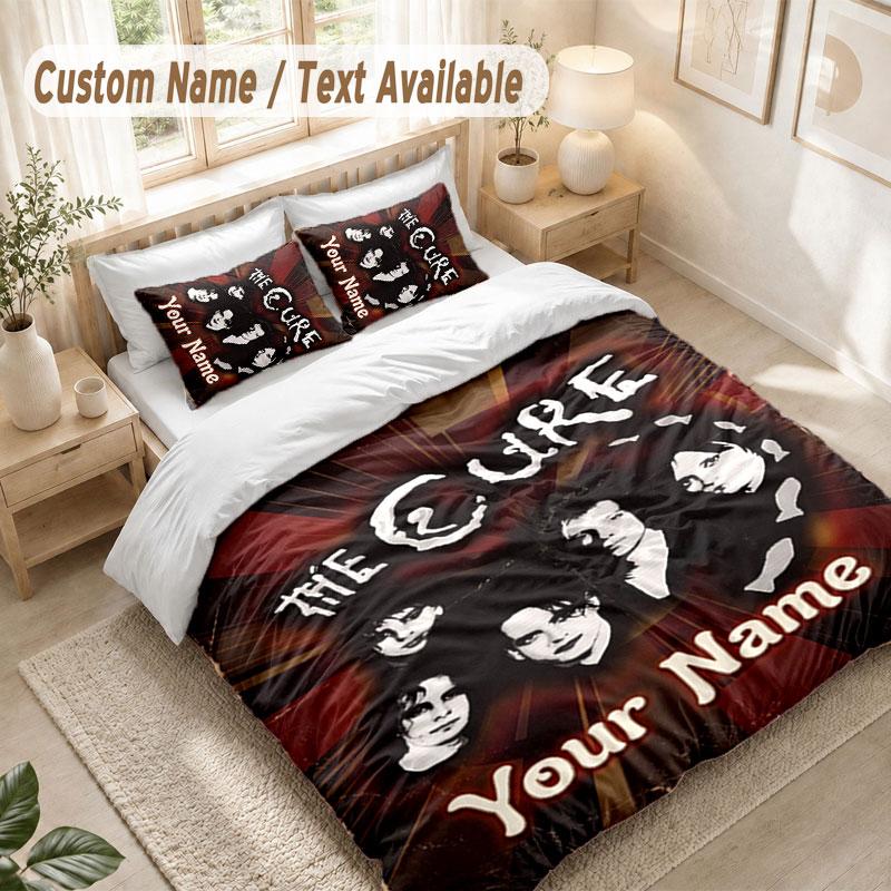 Custom Name Bedding Set 3 PiecesThe Cure Print Duvet Cover + 2 Pillowcases Soft Bed Decor