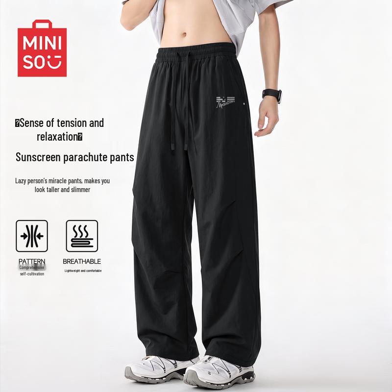 MINISO Men s Summer Loose Fit Breathable Sun-Protective Cargo Pants L чёрный
