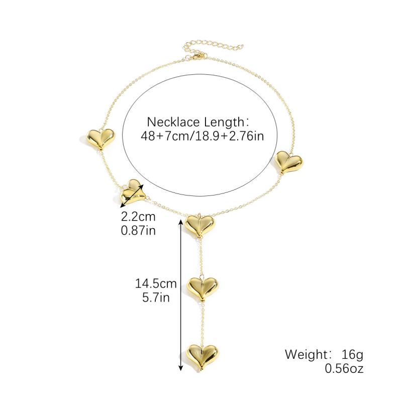 Vintage Goldfarbenes Herz Langes Halskettchen für Damen Exquisite Quasten Y-förmige Halskette Luxuriöser Schmuck für Hochzeiten Geschenke Accessoires