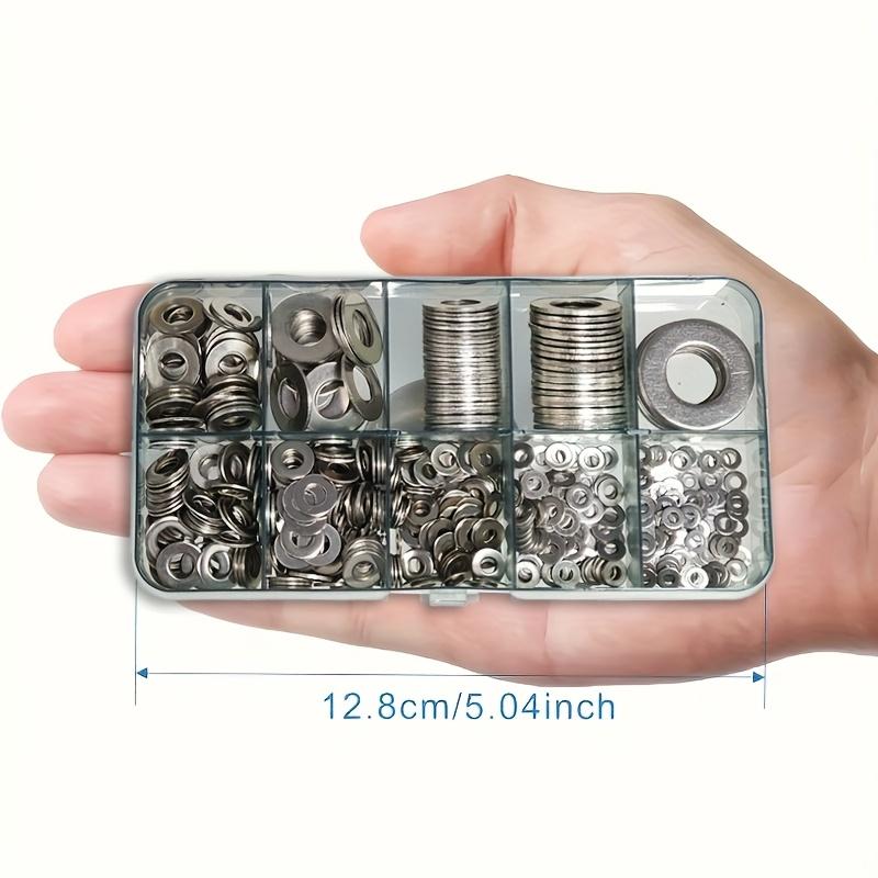 Stainless Steel 80-580pcs Assortment Set - Flat Washers Kit with Custom Storage Box - Multiple Sizes (M2-M10) for Screws Bolts,