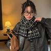 Black and white plaid scarf women's autumn and winter versatile high-end scarf student warm and cold-proof couple