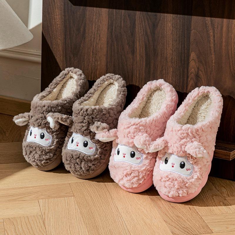 Cute cartoon velvet cotton slippers women's autumn and winter new indoor home soft bottom non-slip warm fluffy slippers
