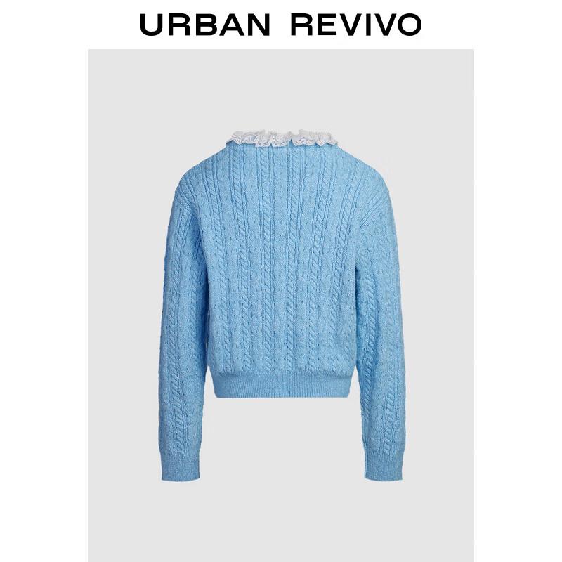 UR Women's Ballet Style Lace Collar Textured Knit Sweater