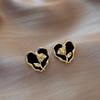 Elegant Gold-Plated Black Zircon Stud Earrings - Niche Design for a Luxurious Fashion Statement
