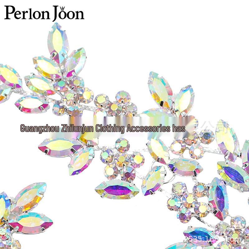 Crystal Branch AB Silver Rhinestone Flower Sew-on Wedding Dress Accessory