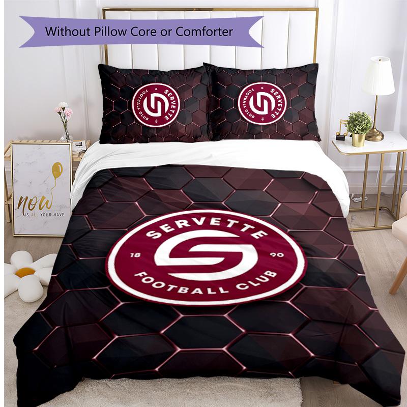 Servette FC Bedrucktes 3-teiliges Bettwäsche-Set Atmungsaktiver Bettbezug mit Kissenbezügen Dekorative Bettwäsche für Schlafzimmer Zuhause