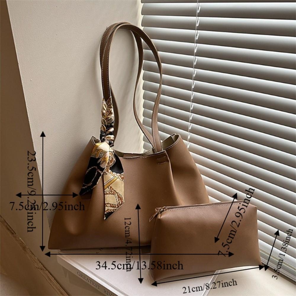 Soft Large Capacity Tote Bag Waterproof Underarm Bag Retro PU Shoulder Bag  Daily
