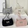 Sweet And Fresh Bowknot Handbag For Women  Style Trendy Underarm Messenger Bag Chain Shoulder Bag